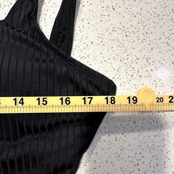 NWT Decree Black Ribbed One Piece Swimsuit Women XL Cheeky - Picture 4 of 7
